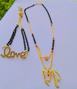 M letter mangalsutra Short Mangalsutra Designs Stylish New pendant alphabet gold name mangalsutra design/ naam wale mangalsutra/ personalised wife husband couple name mangalsutra design (20 inches)