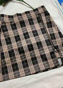 Plaid Mini Skirt with Zipper