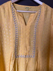 Yellow Embroidered Kurta from  Global desi(xl)