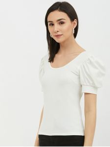 Chic White Puff Sleeve Crop Top