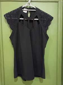 Lace Detail Black Top