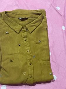 Kurta Style Shirt With Half Buttons Full Sleeves