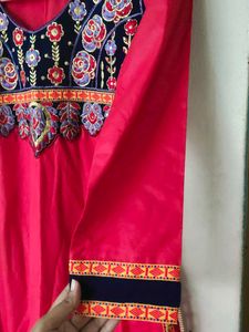Embroidered Red Kurta