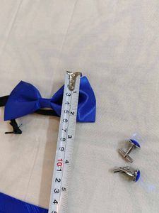 royal Blue Tie,bow,Pocket Square &amp; Cufflinks Combo