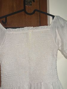 White Puff Sleeve Crop Top