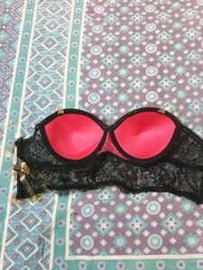 Clovia Lace Bustier - Red and Black