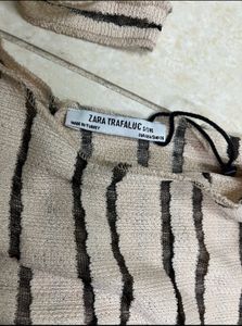 Zara Beige Black Tank Sheere Top