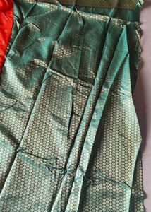 Elegant Poly Silk Orange Saree  Traditional Design