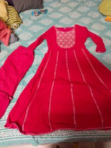 Elegant Red Embroidered Kurta Set