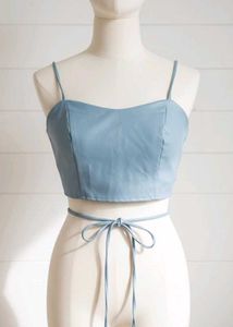 Synthetic Leather Lace Back Top
