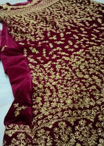 Maroon Velvet Gown Full Embroidery Work