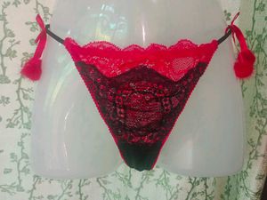 Sexy  Red & Black Lace Thong