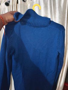 Blue Collared Knit Sweater