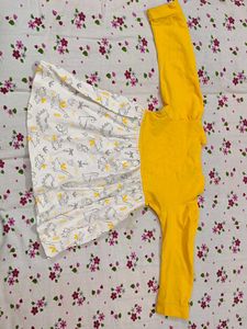 Cute Dinosaur Yellow Frock