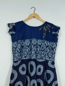 Navy Blue Printed Long A Line Kurta Women&#39;s