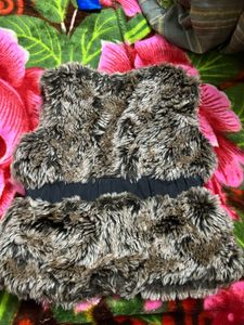 Kids Faux Fur Sleeveless Jacket with Bow Belt