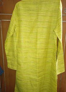 (Men&#39;s) Lemon Colour Coller Kurta With White Pajam