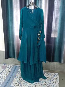Elegant Teal Layered Kurta Dress