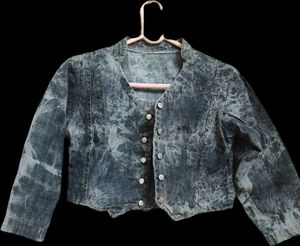 Acid Wash Cropped Denim Jacket