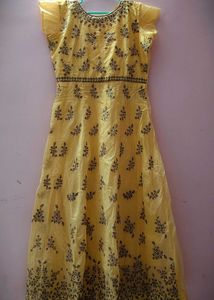 Elegant Yellow Embroidered Dress