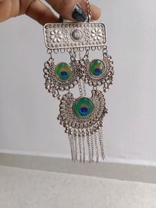 Oxidised Peacock Feather Design Set