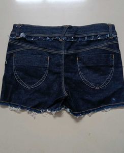 Navy Blue Dark Denim Shorts