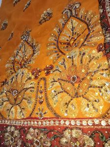 Gorgeous Orange Embroidered Sari