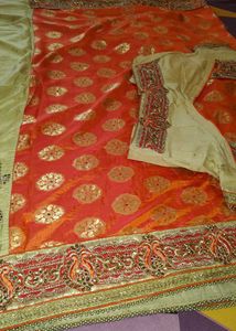 Elegant Orange &amp; Gold Sari with Blouse