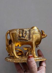 Golden. Metal Kamadhenu with Kanha