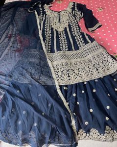 Beautiful 😍 Blue Heavy Party Wear Sarara Suit