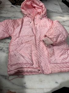Pink Quilted Jacket With 3 Fourth Sleeves