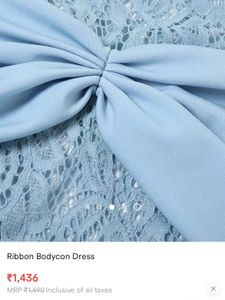 Elegant Blue Lace &amp; Ribbon Bodycon Dress