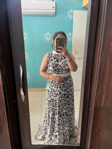 Floral Navy &amp; White Maxi Dress