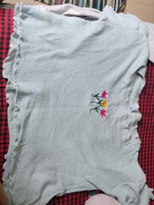 Embroidered Floral Ruffle Tee