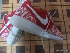 Nike Red and White Doodle Sneakers