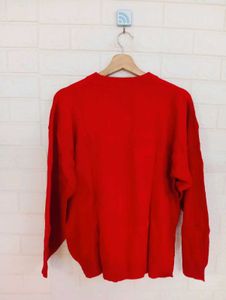 Red Embroidered Sweater