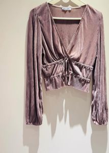 Zara Mauve Pleated Crop Top