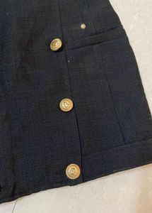 Black Mini Skirt with Gold Buttons