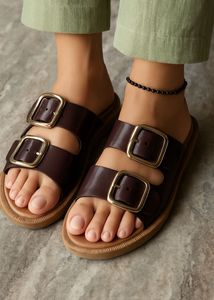 Brown Buckle Sandals