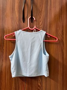 Sky blue Solid crop top