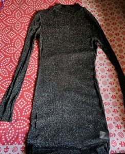 Shein Transparent Dark black Glittery Bodycon Dress. Unused. Stretchable Upto Bust Size 42