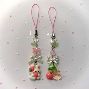 ₊˚⊹౨ cute pink bunny phone charms ৎ ₊˚⊹