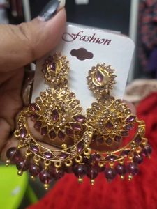 Elegant Purple &amp; Gold Dangle Earrings