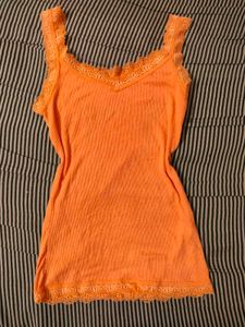 Orange Lace Trim Cami Top