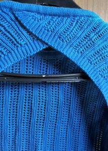 Blue knit, chic crochet top/shrug.