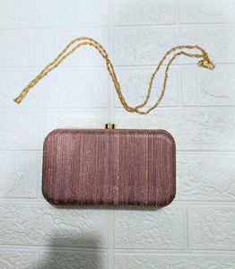 Sparkly Blush Clutch with Gold Chain