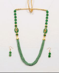 Green Necklace With Earrings..      Jaipurjewelry, BeadsNecklace, ChokerSet, Kundanjewelry, Forever21, Earrings, Necklace, Peacockjewellery, Chain.