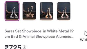 Silver Coloured Metal Swan Pair Show Piece 👍👍