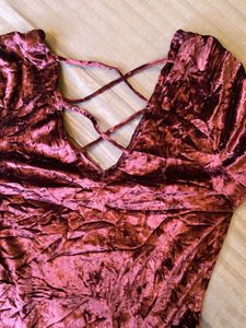 Burgundy Velvet Mini Dress