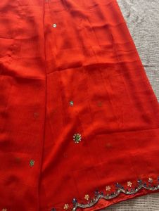 Orange Embellished Saree
